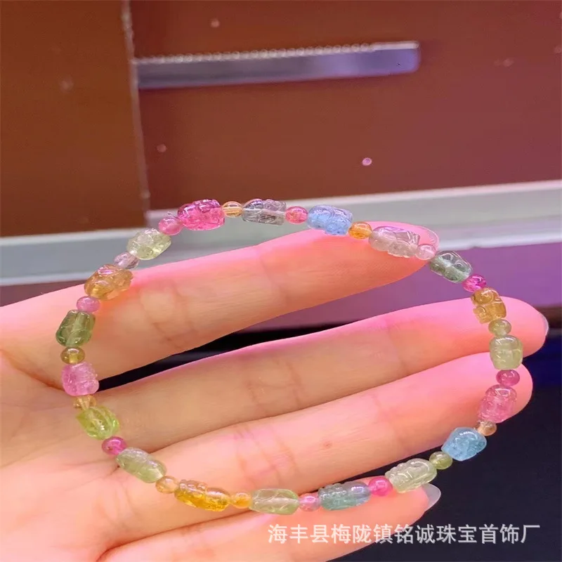 Браслет Pi Xiu из натурального турмалина женский простой прозрачный браслет Macaron