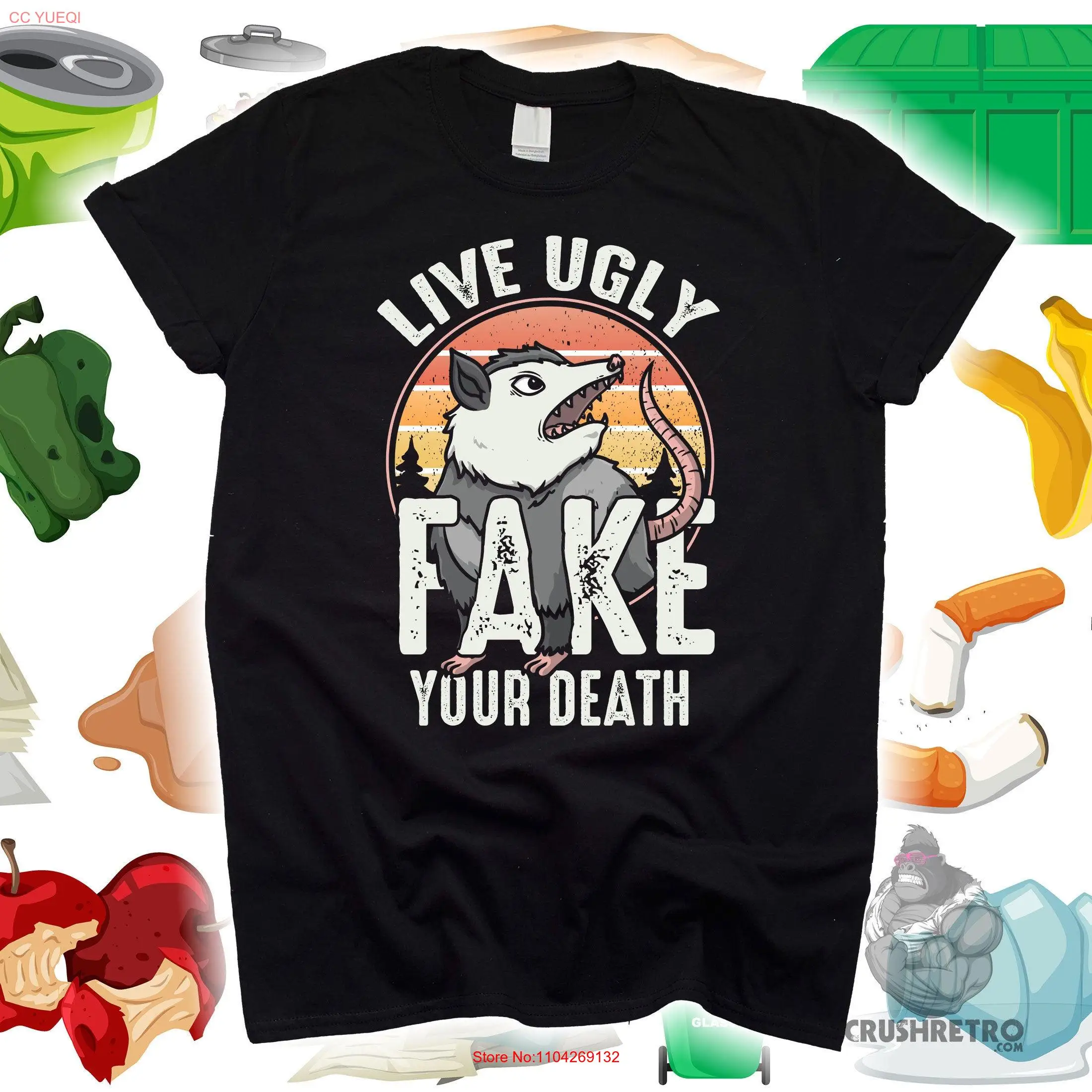 Фото Футболка Fake Your Death Opossum Possum Art s Designs Funny SweaT с длинными или короткими рукавами №1