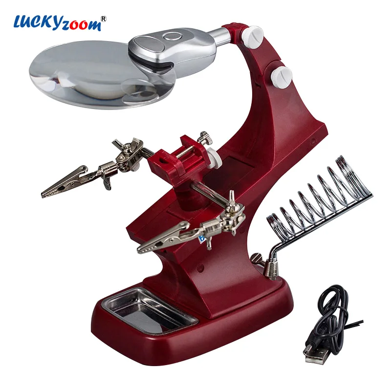 

Standing Table Lamp USB Illuminated Magnifier 360 Turning Maintenance Magnifying Glasses Soldering LED Magnifier Jewelry Loupe