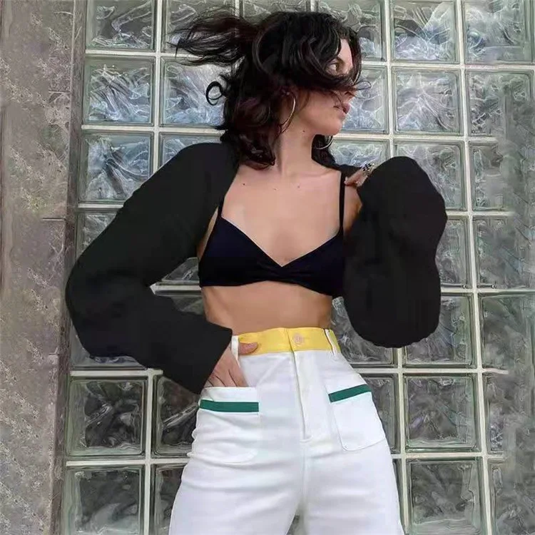 

Модные женские пикантные уличные блузки с длинным рукавом Кардиган с V-образным вырезом облегающий кроп-топ с низким вырезом Повседневная футболка трикотажная рубашка одежда