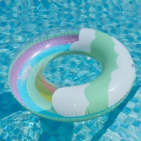 thickend rainbow swimming pool floats baby inflatable swimming ring rubber ring for kids adults beach summer party pool toys