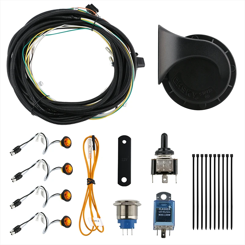 

qpKung Motorcycle UTV Turn Signal Kit Universal With Amber LED Toggle Switch For Raptor RZR CanAm Quad Pit Bike Buggy Go Kart
