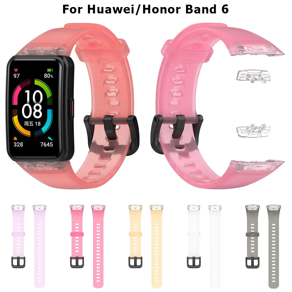 

Силиконовый прозрачный ремешок для часов Huawei Band 6, ремешок для смарт-часов, ремешок для наручных часов Honor Band6