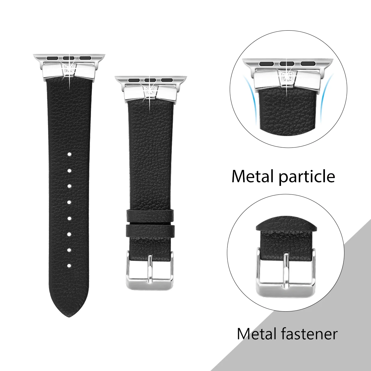 Leather Metal Diamond Strap for Apple watch Ultra 8 7 41mm 45mm 49mm 6 5 4 SE 44mm 40mm Replacement wristband iWatch 3 38mm 42mm