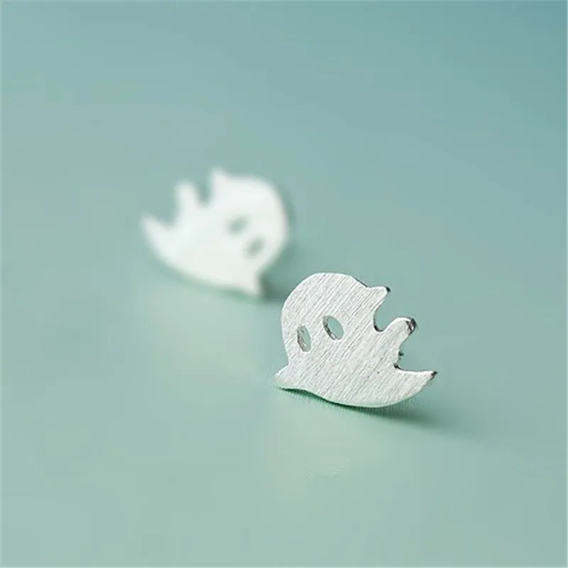 Модные посеребренные серьги-гвоздики в форме призрака для женщин и девушек