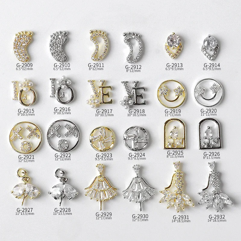 

Japanese Nail Art Zircon Jewelry Love Pearl Star Smiley Fairy Skirt Cute Feet Nail Diamond Decoration Gold Color Preservation
