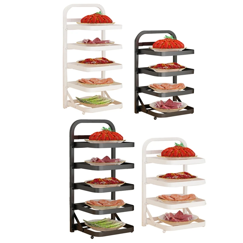 

Punch-Free Folding Vegetable Rack Multi-Layer Classification Side Dish Rack Home Kitchen Hot Pot Side Dish Rack