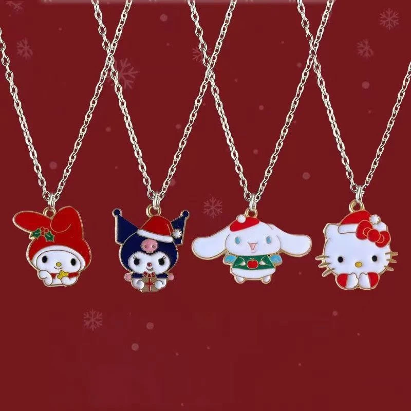 

Christmas New Sanrio Pendant Necklace Anime Figure Kuromi Hello Kitty Melody Cartoon Cute Chain Accessories Kids Toys Gifts