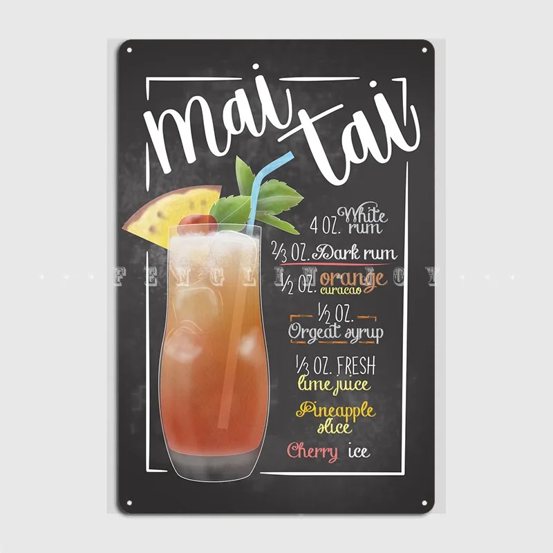 

Mai Tai коктейльный бар металлический знак настенная пещера домашняя Классическая живопись Декор жестяной знак плакат