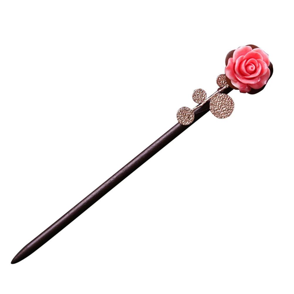 

Hair Hairpin Sticks Chinese Stick Vintage Flower Hairpins Wooden Chopsticks Decorative Chignon Style Asian Traditional Headdress
