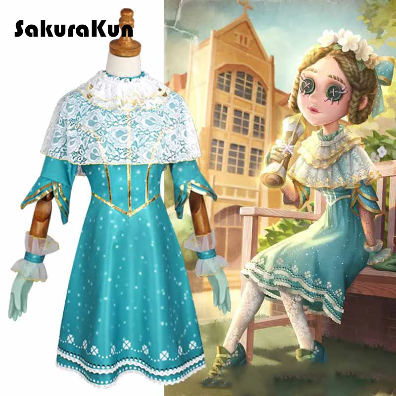 

Emily Dyer Cosplay Dress Game Identity V Role Emily Dyer Cosplay Costume Full Set Pen Glasses Wig