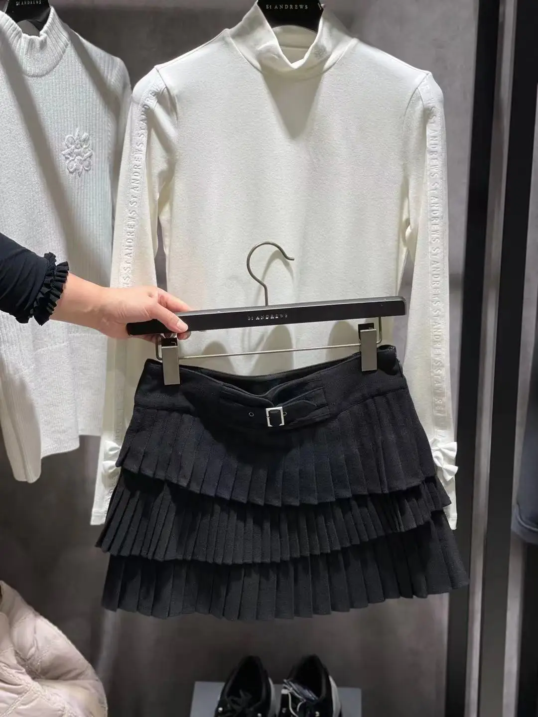 

St andrew Golf Iner Soft plush comfortable top Long sleeve golf dress Women's bow lady style versatile bottoming sportswear