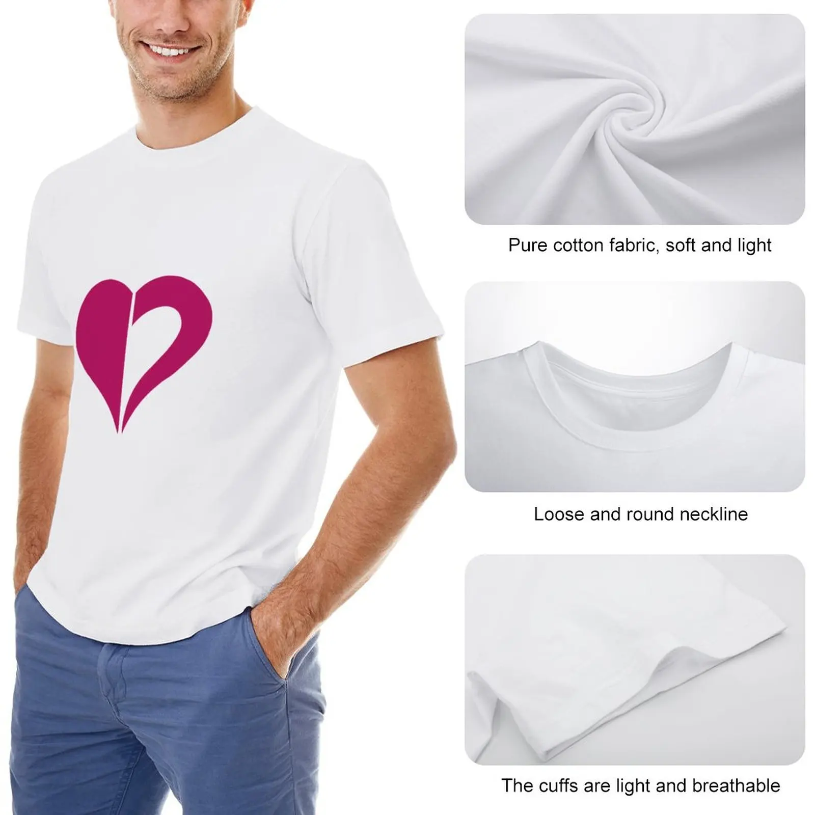 Мужская футболка с коротким рукавом рисунком сердца