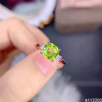 vintage luxury natural peridot ring 925 sterling silver inlaid womens green gemstone ring bridal wedding engagement party gift
