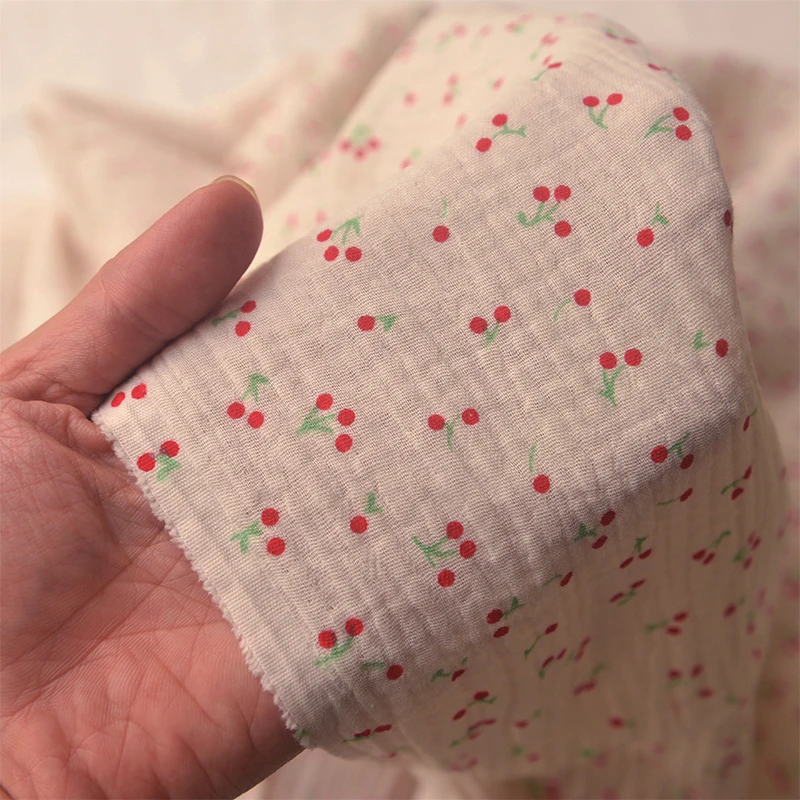 

Fresh Cherry Cat Bubble Double Cotton Dress Fabric