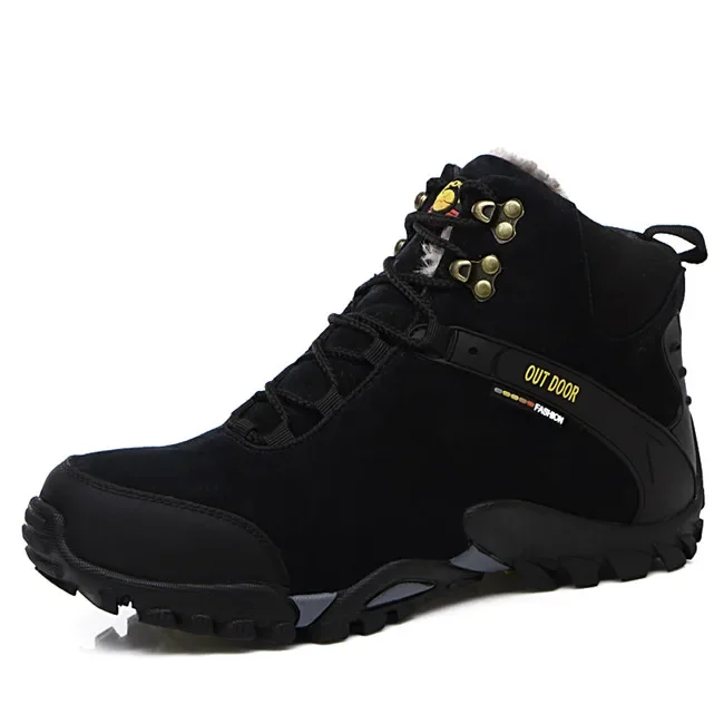 

New Genuine Leather Boot Men Boots Fashion High Quality Winter Plush Snow Ankle Boots For Men's Warm Boots Ankle Work Shoes