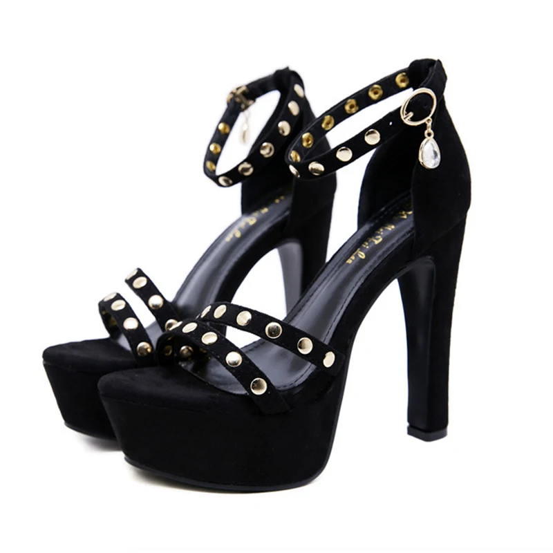 

Women's Shoes 2022 Trend Sandals 13CM Open Toe High Heels Sexy Women Pumps Platform Rivets Female Shoes