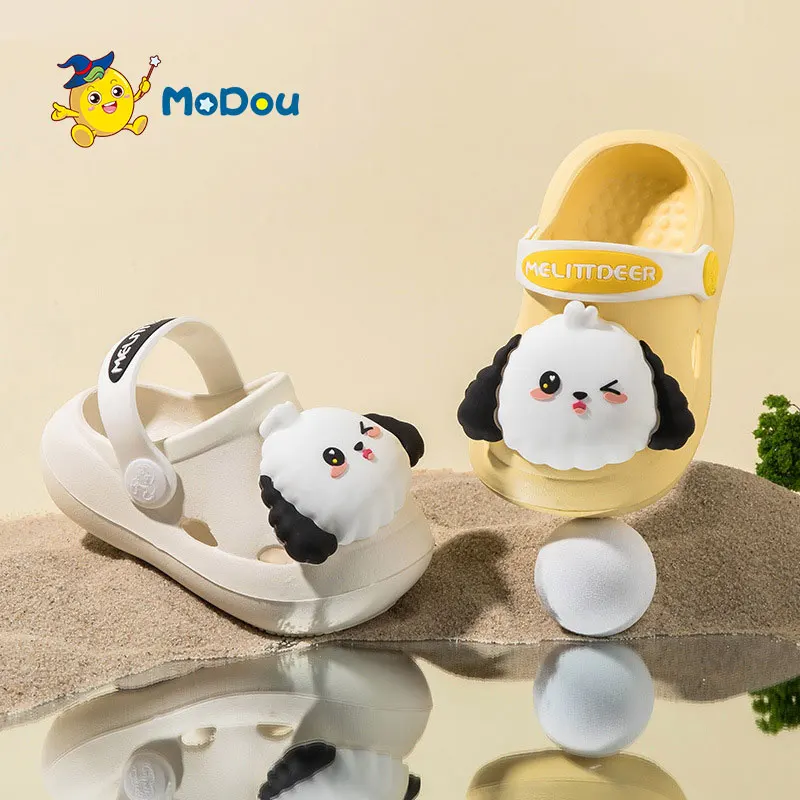 

Mo Dou Kids' Sandals Soft Home Slippers Non-slip Cute Cartoon Big-Ear Dog Panda Toe-wrapped Breathable Wearable Anti-collision