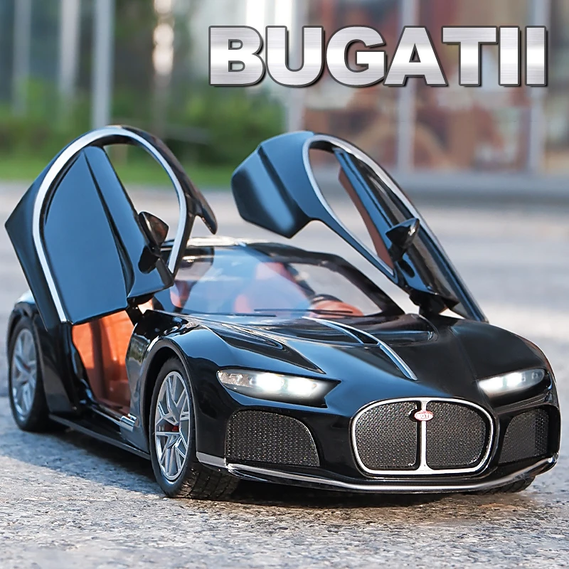 1:24 Bugatti Atlantic Supercar Alloy Toy Car Model Wheel Steering Sound and Light Children's Toy Collectibles Birthday gift