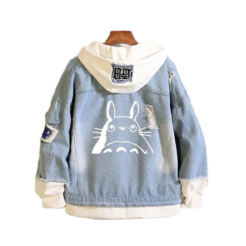 

Аниме Tonari No Totoro Chaqueta толстовка мужской женский костюм для косплея джинсовая куртка с дырками из чистого хлопка модное повседневное пальто