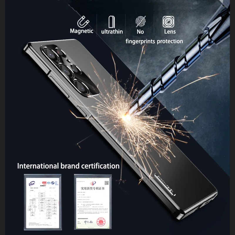 For Samsung Galaxy S23 S21 S22 ultra case Metal magnetic Camera protective shell for S23 the aluminium alloy ultra-thin cover