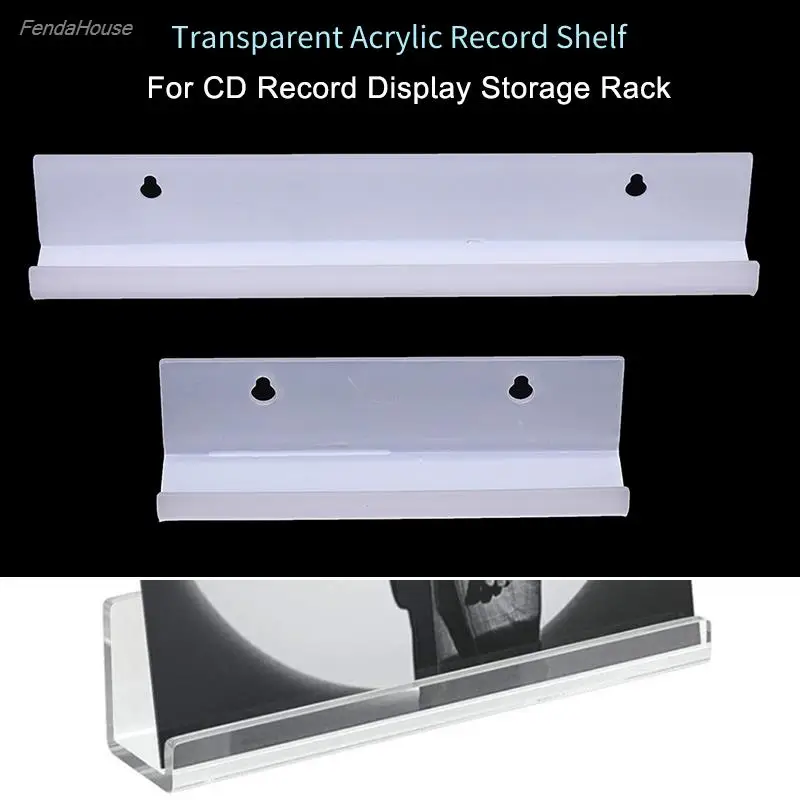 

HOT! Wall Mounted Acrylic Transparent Record Shelf Stand Record Holder For Vinyl Album Display Storage Rack