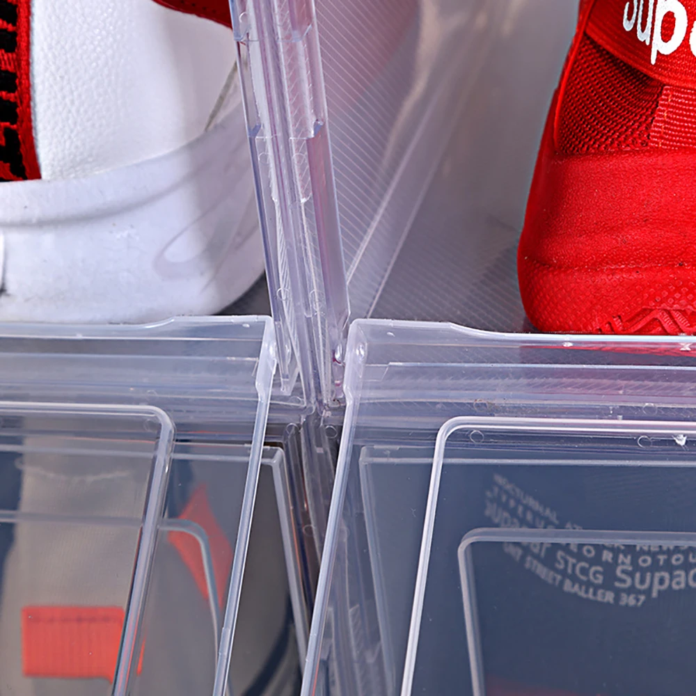 

6 Pack Transparent shoe box shoes organizers thickened foldable Dustproof storage box Stackable combined shoe cabinet Sale