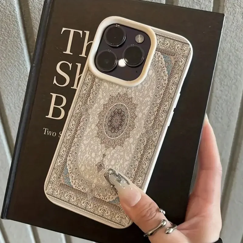 Фото Простой чехол для телефона с узором в виде ковра, подходит для iPhone 17, 16, 15, 14, 13, 12, 11 Pro/Max/Plus, противоударный и защищающий от падений. №1