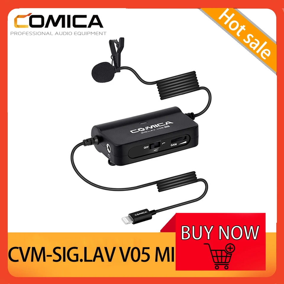 

Comica CVM-SIG.LAV V05 MI Omnidirectional Lavalier Microphone With Stepless Gain Control For IPhone