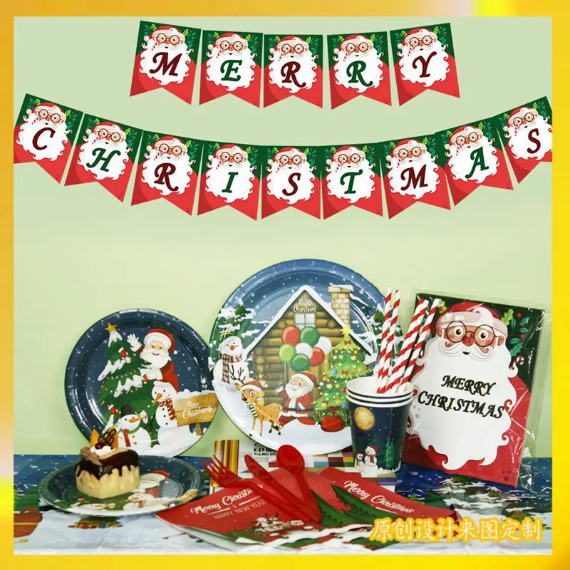 

Christmas Party Disposable Tableware Snowman Themed Decorations