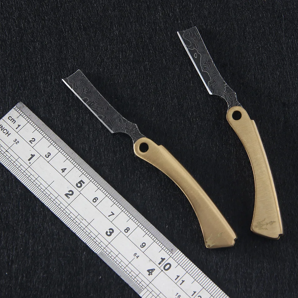 

Folding Blade Knife Brass Handle High Hardness Damascus Steel Mini Knife Outdoor Camping Self Defense Pocket Knife EDC Tools