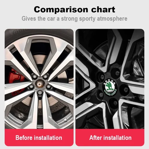 Наклейки на обод обода для Skoda Центральная втулка колеса автомобиля A5 RS Kodiaq Fabia A7 2022, 4 шт., 56 мм + 60 мм, аксессуары