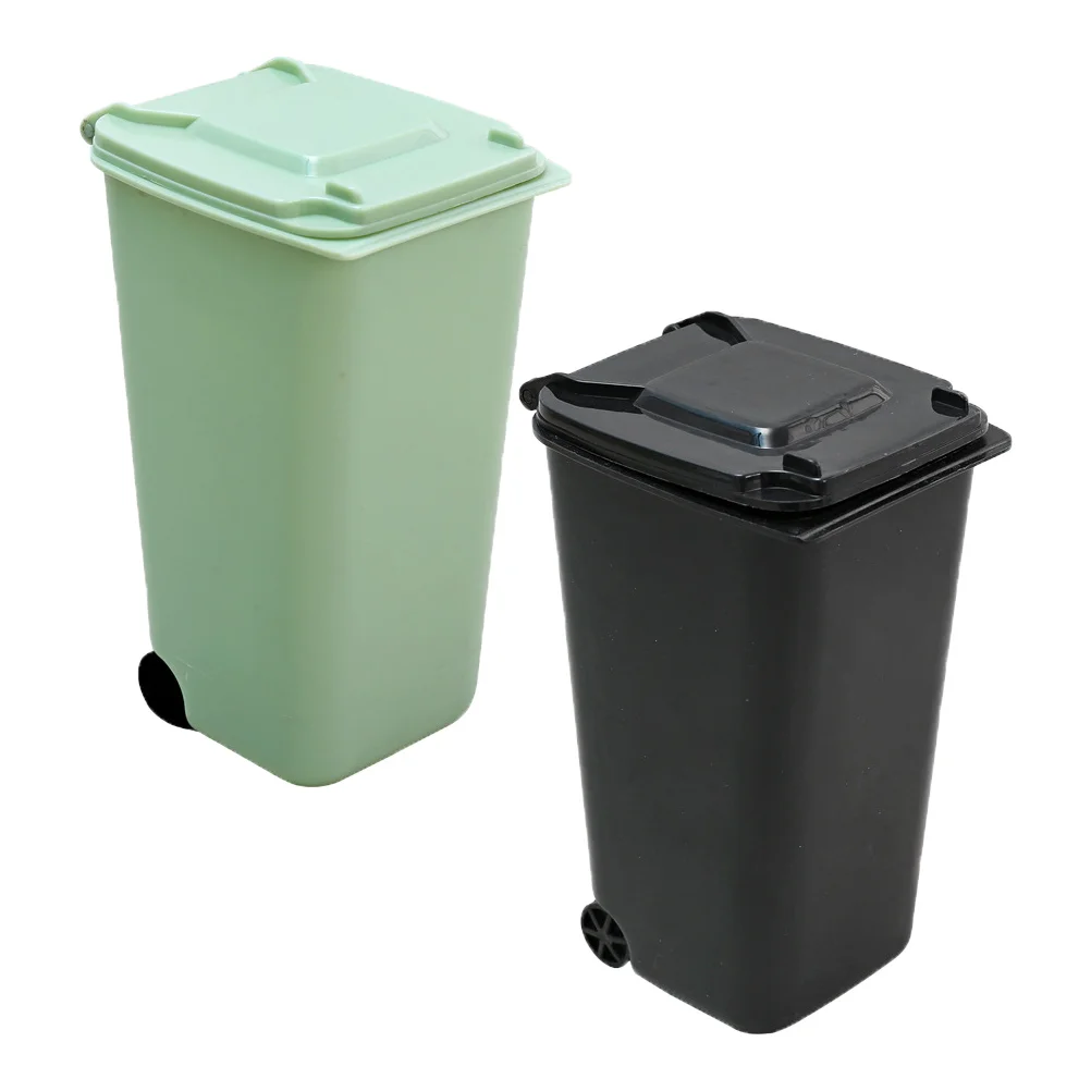 

2 Pcs Office Trash Can Vehicle Toys Mini Trash Can Lid Mini Waste Container Bling Accessories Car