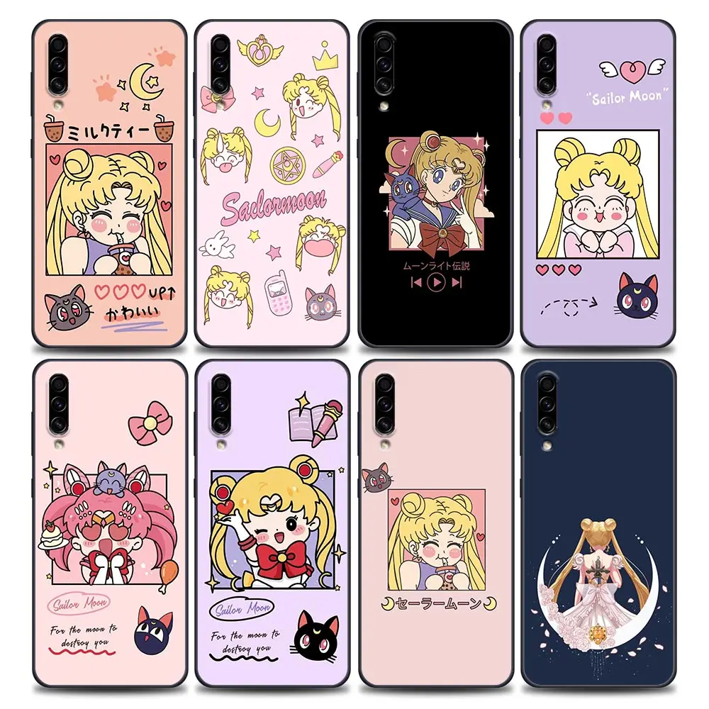 

Japan Anime Cute Cartoon Sailor Moon Phone Case for SamsungA10 e S A20 A30 A30s A40 A50 A60 A70 A80 A90 5G A7 A8 Soft Silicone