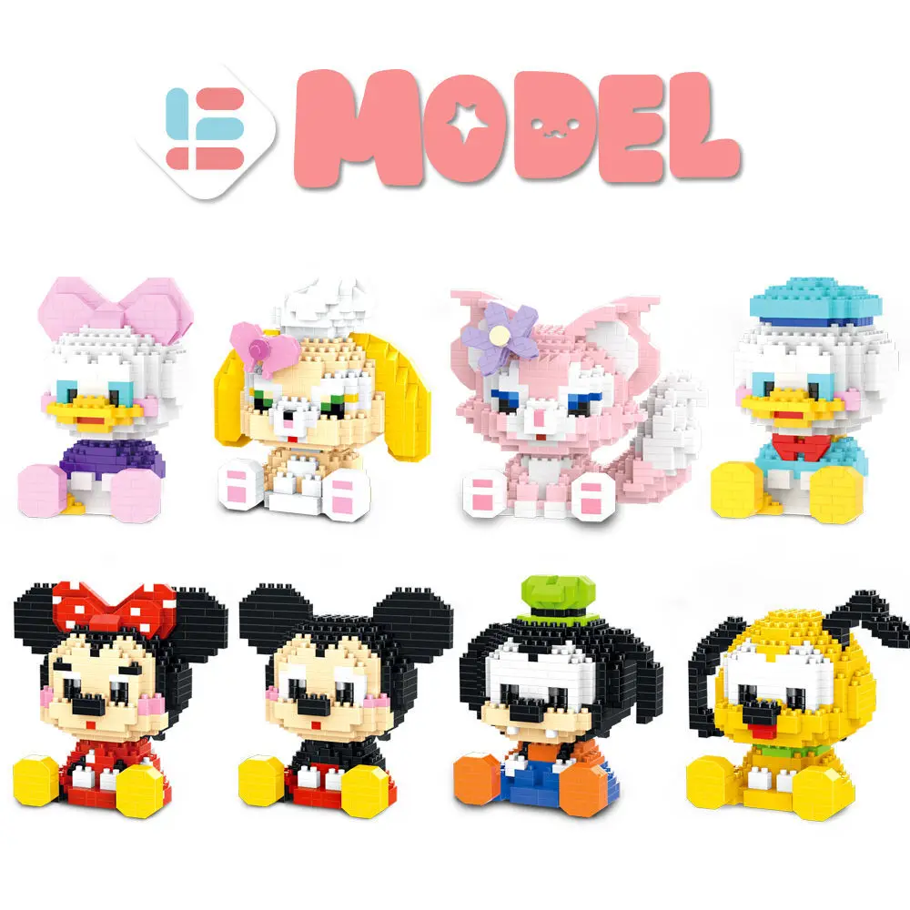 

Linkgo Technic Disney Mickey Mouse Anime Cartoon Action Figures Diamond Building Block Assembly Model Educational Kids Toys Gift