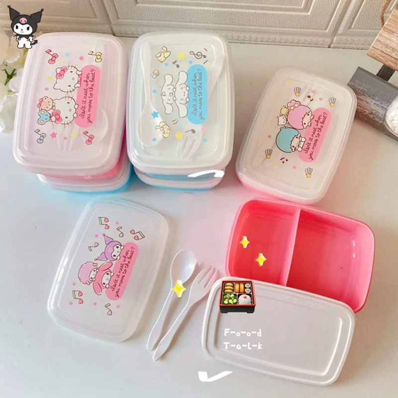 

Sanrio Hello Kitty Kuromi Cinnamoroll Pachacco Kawaii Cartoon Children's Plastic Lunch Box Student Bento Box Microwave Heating