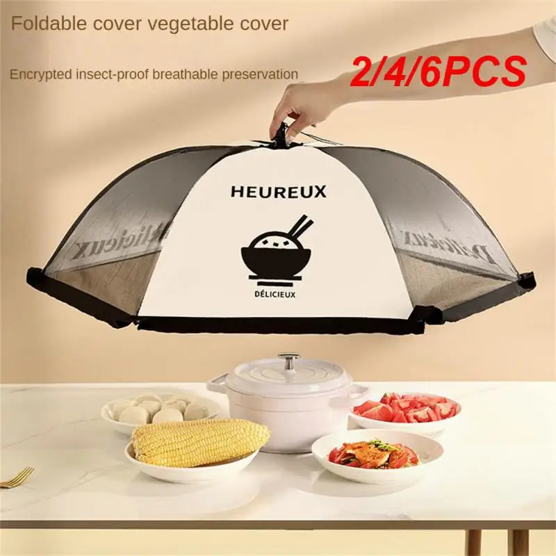 

2/4/6PCS Fresh-keeping Cover Drawstring Foldable Dustproof Breathable Fresh-keeping Dust Protection Cover Mosquito Net Kitchen
