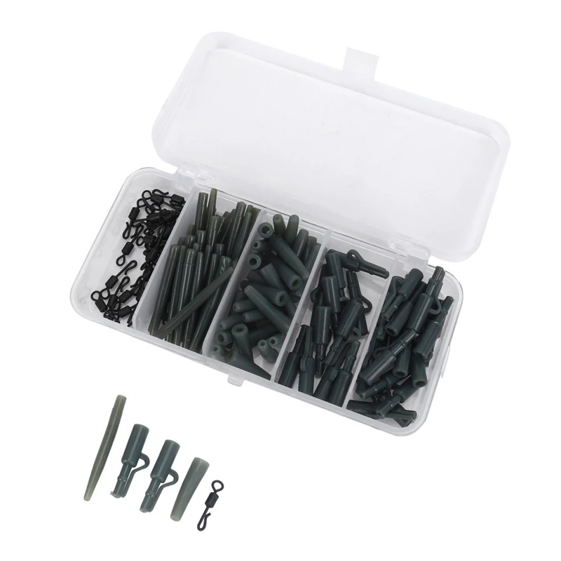 

Fishing Tackle Kit Fishing Accessories Set Lead Clip Anti Tangle Sleeve Tail Rubber Quick Change Swivel Kit With Box