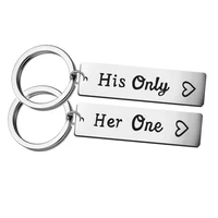 2022 couple jewelry his only her one stainless steel long key chain silver english key chain