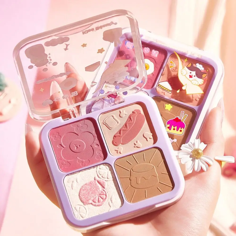 

Waterproof Cheek Contour Palette Face Powder Palette Blush Highlighter Bronzers Palette Pearlescent Eyeshadow