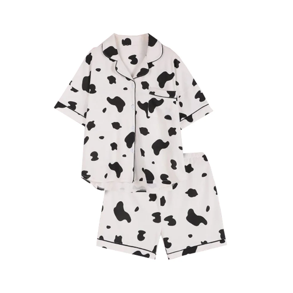 

Cow Pajamas Woman Nightgown Clothes Sleeping Leisure Wear Pattern Fashion Home Nighty Short-sleeve Nightclothes