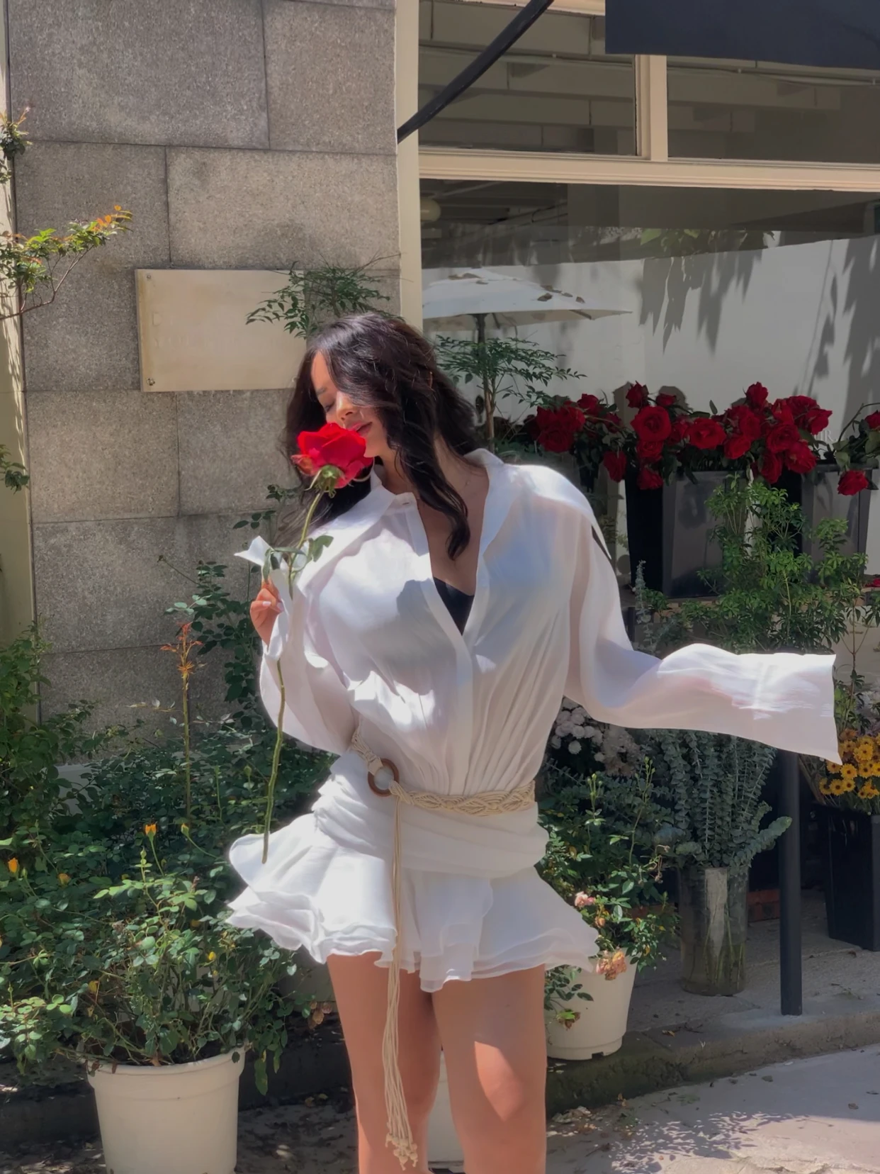 Женское мини платье-рубашка с оборками Renee Melrose