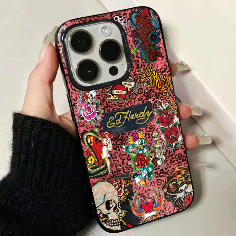 Фото Чехол для телефона с леопардовым принтом, черепом, змеиным тигром для iPhone 16, 15, 14, 13, 12, 11 Pro Max X XS XR XSMax 7, 8 Plus 16e, мягкий чехол №4