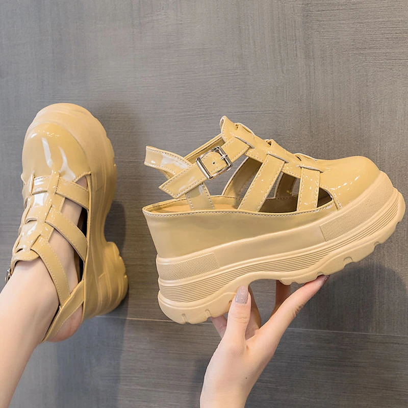 11CM Sandals Women Shoes Soft Soles Fashion Women Summer Roman Platform Wedge Ladies Breathable Buckle Hidden Heels Female Shoes
