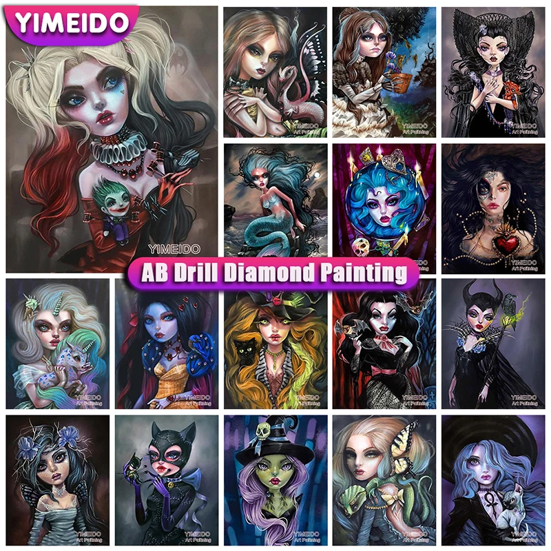 

YIMEIDO Zipper Bag 5D AB Diamond Painting Cartoon Halloween Diamond Embroidery Mosaic Girl Picture Rhinestones Kits DIY Wall Art