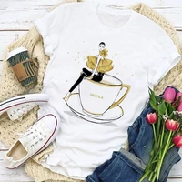 womens t shirt cute funny t shirt summer women t shirts casual short sleeve female t shirt trend style coffee cup pattern