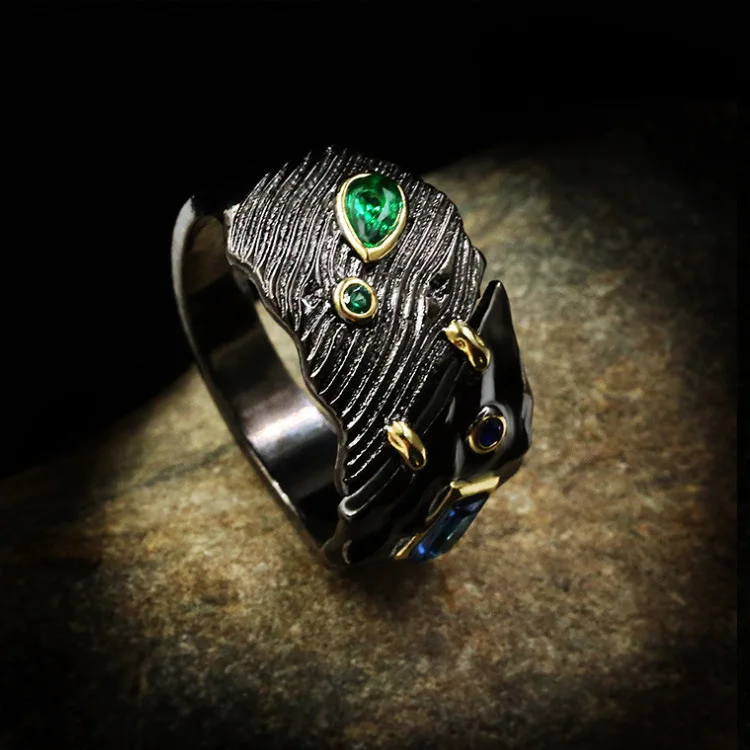 Креативное Черное золото ювелирное изделие из трех частей для женщин рельефное