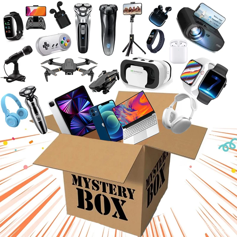 

Lucky Mystery Box 100% Surprise Gift More Electronic Products Smartwatch video Card laptop tablet dronesmart Iphone and more
