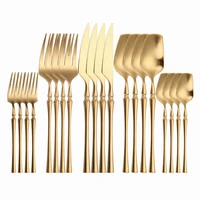 matte gold 20pcs dinnerware set western cutlery set stainless steel knives spoons forks tableware tea coffee spoon dropshopping