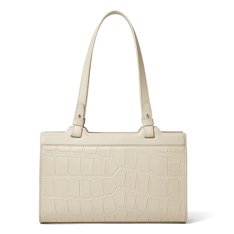 

First Layer Cowhide Women's Shoulder Bag Niche Design Crocodile Pattern Tote Bag Genuine Leather Handbag